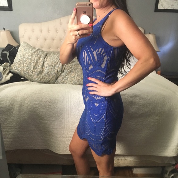 Vici Collection Cobalt Blue Majestic Lace Dress - Picture 6 of 6